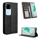 For vivo S18 5G / S18 Pro Magnetic Buckle Retro Texture Leather Phone Case(Black) - 1