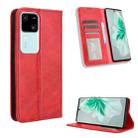 For vivo S18 5G / S18 Pro Magnetic Buckle Retro Texture Leather Phone Case(Red) - 1