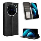 For vivo X100 5G Magnetic Buckle Retro Texture Leather Phone Case(Black) - 1