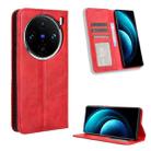 For vivo X100 5G Magnetic Buckle Retro Texture Leather Phone Case(Red) - 1