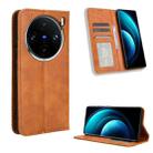 For vivo X100 5G Magnetic Buckle Retro Texture Leather Phone Case(Brown) - 1