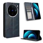 For vivo X100 Pro 5G Magnetic Buckle Retro Texture Leather Phone Case(Blue) - 1