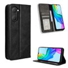 For vivo Y03 4G Magnetic Buckle Retro Texture Leather Phone Case(Black) - 1