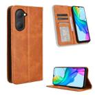 For vivo Y03 4G Magnetic Buckle Retro Texture Leather Phone Case(Brown) - 1