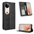 For vivo S19 5G Magnetic Buckle Retro Texture Leather Phone Case(Black) - 1