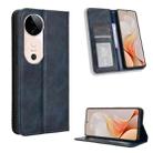 For vivo S19 5G Magnetic Buckle Retro Texture Leather Phone Case(Blue) - 1