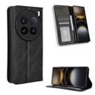 For vivo X100 Ultra 5G Magnetic Buckle Retro Texture Leather Phone Case(Black) - 1