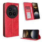 For vivo X100 Ultra 5G Magnetic Buckle Retro Texture Leather Phone Case(Red) - 1