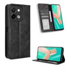 For vivo Y28 4G Magnetic Buckle Retro Texture Leather Phone Case(Black) - 1