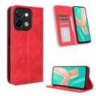 For vivo Y28 4G Magnetic Buckle Retro Texture Leather Phone Case(Red) - 1