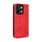 For vivo Y28 4G Magnetic Buckle Retro Texture Leather Phone Case(Red) - 3