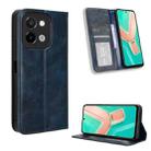 For vivo Y28 4G Magnetic Buckle Retro Texture Leather Phone Case(Blue) - 1