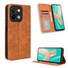 For vivo Y28 4G Magnetic Buckle Retro Texture Leather Phone Case(Brown) - 1