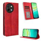 For vivo Y58 5G Magnetic Buckle Retro Texture Leather Phone Case(Red) - 1