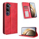 For vivo V40 Lite 4G / 5G IDN Magnetic Buckle Retro Texture Leather Phone Case(Red) - 1