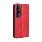 For vivo V40 Lite 4G / 5G IDN Magnetic Buckle Retro Texture Leather Phone Case(Red) - 3