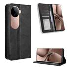 For vivo V40e 5G / iQOO Z9S 5G Magnetic Buckle Retro Texture Leather Phone Case(Black) - 1