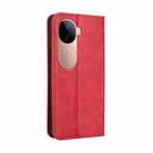 For vivo V40e 5G / iQOO Z9S 5G Magnetic Buckle Retro Texture Leather Phone Case(Red) - 3