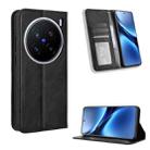 For vivo X200 Pro 5G Magnetic Buckle Retro Texture Leather Phone Case(Black) - 1