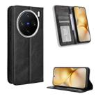 For vivo X200 Pro mini 5G Magnetic Buckle Retro Texture Leather Phone Case(Black) - 1