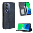 For vivo Y19s 4G Magnetic Buckle Retro Texture Leather Phone Case(Blue) - 1