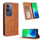 For vivo Y19s 4G Magnetic Buckle Retro Texture Leather Phone Case(Brown) - 1