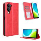 For vivo Y04 4G / Y29s 5G Magnetic Buckle Retro Texture Leather Phone Case(Red) - 1