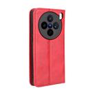For vivo X200s 5G Magnetic Buckle Retro Texture Leather Phone Case(Red) - 3