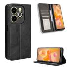 For Infinix Hot 40i 4G Magnetic Buckle Retro Texture Leather Phone Case(Black) - 1