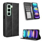 For Infinix Hot 50 4G Magnetic Buckle Retro Texture Leather Phone Case(Black) - 1