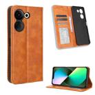 For Tecno Camon 20 Pro Magnetic Buckle Retro Texture Leather Phone Case(Brown) - 1