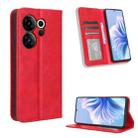 For Tecno Camon 20 Premier 5G Magnetic Buckle Retro Texture Leather Phone Case(Red) - 1