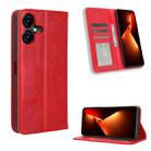 For Tecno Pova Neo 3 Magnetic Buckle Retro Texture Leather Phone Case(Red) - 1