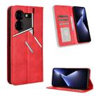 For Tecno Pova 5 Pro LH8n Magnetic Buckle Retro Texture Leather Phone Case(Red) - 1