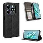 For Tecno Spark 20 4G Magnetic Buckle Retro Texture Leather Phone Case(Black) - 1