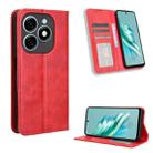 For Tecno Spark 20 4G Magnetic Buckle Retro Texture Leather Phone Case(Red) - 1