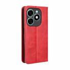 For Tecno Spark 20 4G Magnetic Buckle Retro Texture Leather Phone Case(Red) - 3
