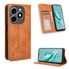 For Tecno Spark 20 4G Magnetic Buckle Retro Texture Leather Phone Case(Brown) - 1