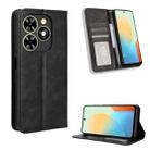 For Tecno Spark Go 2024 Magnetic Buckle Retro Texture Leather Phone Case(Black) - 1