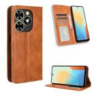 For Tecno Spark Go 2024 Magnetic Buckle Retro Texture Leather Phone Case(Brown) - 1