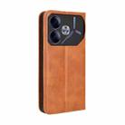 For Tecno Pova 6 4G Magnetic Buckle Retro Texture Leather Phone Case(Brown) - 3