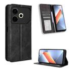 For Tecno Pova 6 Neo 4G Magnetic Buckle Retro Texture Leather Phone Case(Black) - 1