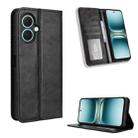 For Tecno Spark Go 2 4G Magnetic Buckle Retro Texture Leather Phone Case(Black) - 1