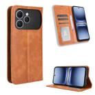 For Tecno Spark 40 4G Magnetic Buckle Retro Texture Leather Phone Case(Brown) - 1