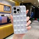 For iPhone 14 Plus Groove Pattern Electroplating TPU Phone Case(Light Grey) - 1
