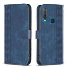 For vivo Y11 / Y15 / Y12 / Y17 Plaid Embossed Leather Phone Case(Blue) - 1