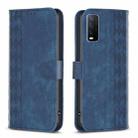 For vivo Y20 Plaid Embossed Leather Phone Case(Blue) - 1