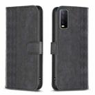 For vivo Y20 Plaid Embossed Leather Phone Case(Black) - 1