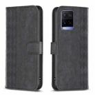 For vivo Y21 / Y21s / Y31s Plaid Embossed Leather Phone Case(Black) - 1