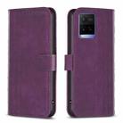 For vivo Y21 / Y21s / Y31s Plaid Embossed Leather Phone Case(Purple) - 1